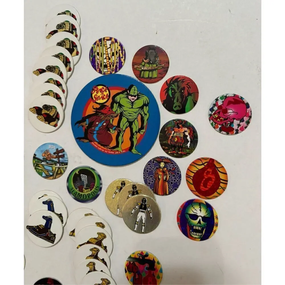 Mixed Lot Vintage Pogs - 1990’s Mighty Morphin Power Rangers MMPR + Slammer Pad